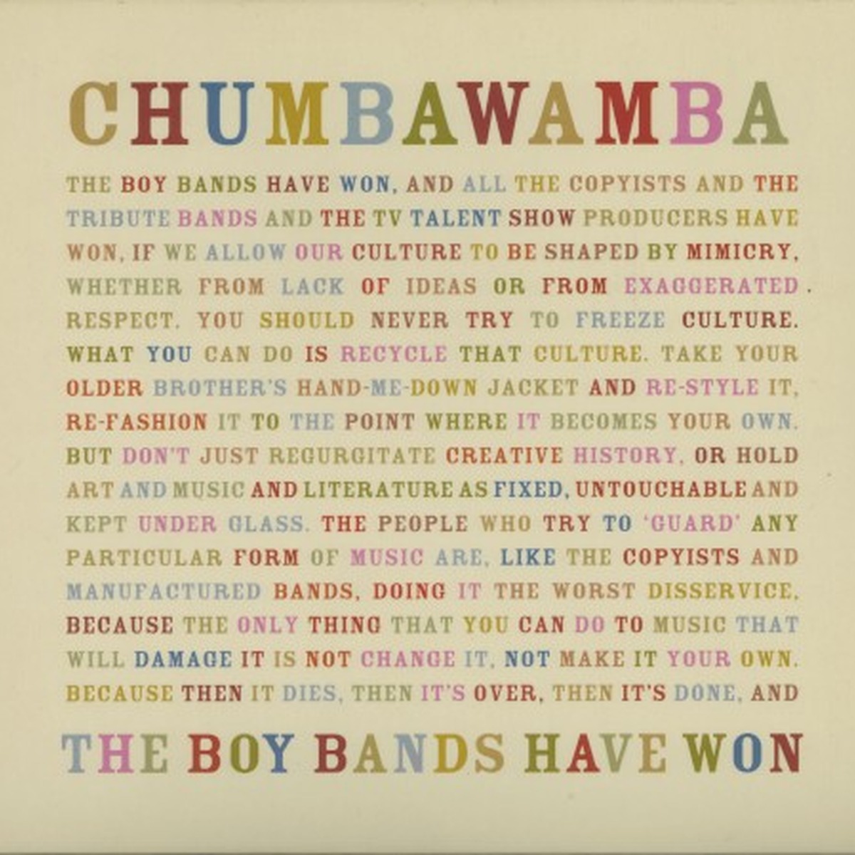 The Boy Bands Have Won by Chumbawamba album cover