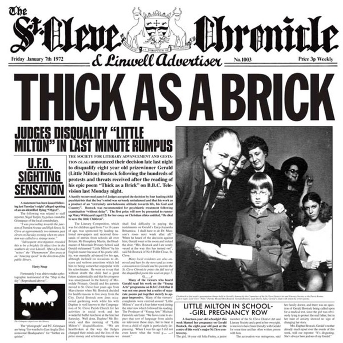 Thick as a Brick by Jethro Tull album cover